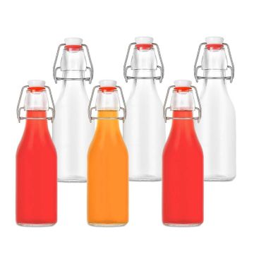 Stikla liķiera pudeles Relaxdays, 6 gab., 250 ml, Ø 6 × 20 cm