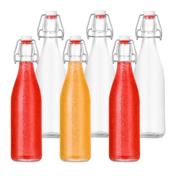 Stikla liķiera pudeles Relaxdays, 6 gab., 500 ml, Ø 7 × 26,5 cm