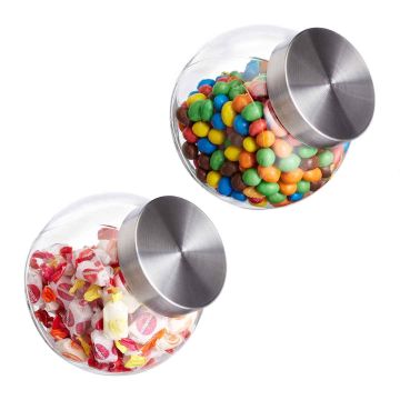 Stikla pārtikas uzglabāšanas trauki Relaxdays, 2 gab. pa 1,5 l, 16 × 16 × 11 cm