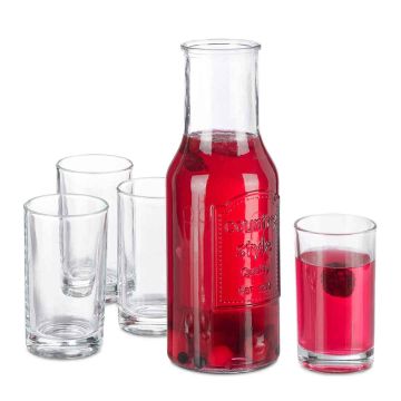 Stikla krūze Relaxdays 10037676.0, ar 4 glāzēm, Ø 9,5 × 27,5 cm