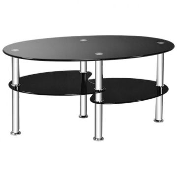 Glass coffee table, 3-tier, 89 × 49 × 45 cm