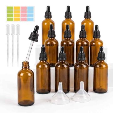 Stikla pudelīšu komplekts Relaxdays, 12 gab., 100 ml, Ø 4,5 × 14 cm