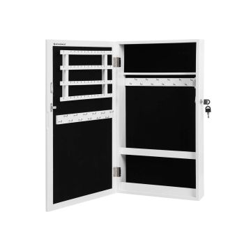 Stilīgs piekarināms rotaslietu skapītis - spogulis JBC51W 67x37x10.5 cm., balts