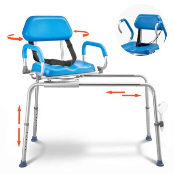 Bīdāmais dušas krēsls VEVOR FBL650328, 360° grozāms sēdeklis, 150 kg, 100 × 55 × 104 cm