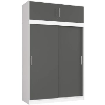 Шкаф-купе CLP MONO, 4 двери, 8 полок, антресоль, белый/серый, 150 × 245 × 60 см