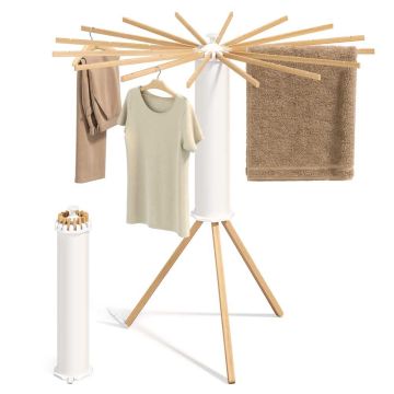 SONGMICS Folding Clothes Dryer, 16 Handles, 112 × 122 × 112 cm