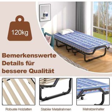 Folding bed, with mattress, Blue