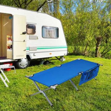 Folding camping bed, 190.5 × 73.7 × 43.2 cm