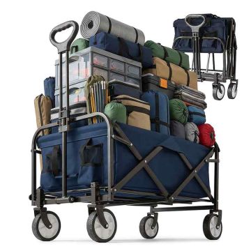 Saliekamie ratiņi Relaxdays, 95 l, 100 kg, 50 × 72 × 64–89 cm