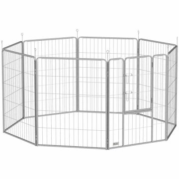 Вольер для собак PawHut 160x160x100 см, серебристый цвет.