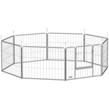 Вольер для собак PawHut 160x160x60 см, серебристый цвет.