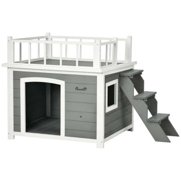 Будка для собак PawHut 121x77x78см, серо-белая