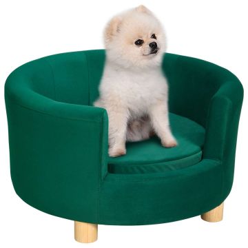 Лежанка для собак PawHut 65x64x37см, зелёного/светло-коричневого цвета