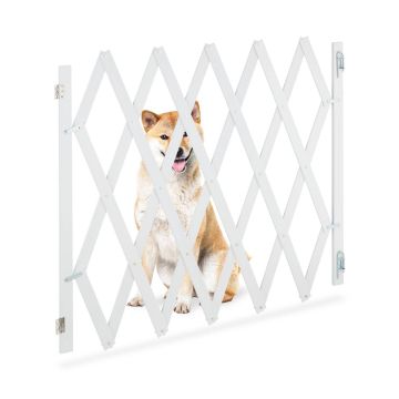 Suņu vārtiņi Relaxdays 10045299.0, XL, regulējama platuma, Balti, 140 × 87 × 1,5 cm