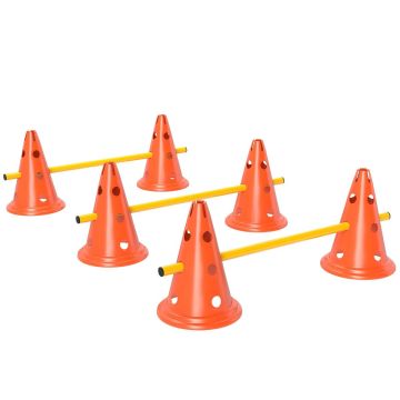 Šunų vikrumo rinkinys, 3 dalys, 6 kūgiai, 3 šuoliai, oranžinė ir geltona