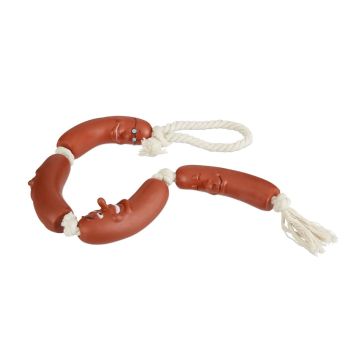 Suņu rotaļlieta Relaxdays, 4 desiņu ķēde, Brūna/krēmkrāsas, 64 × 3 cm