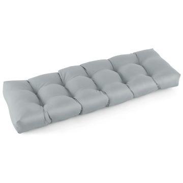 Bench cushion, quilted, black/beige/gray, 132.08 × 49.53 × 15.24 cm