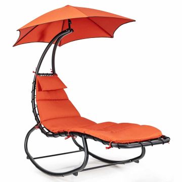 Outdoor swing chair-hammock, with canopy and cushion, 184 × 147 × 187 cm