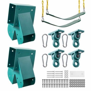 Šūpoļu komplekts VEVOR, A veida, 2 kronšteini, 2 sēdekļi, 4 pakaramie, Zaļa, 110 × 100 × 48 mm
