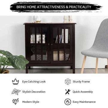 Living room cabinet, 2 shelves, Brown, 80.5 × 79 × 35.5 cm