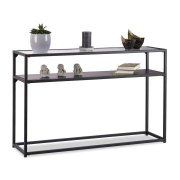 Viesistabas galds Relaxdays 10023143, ar plauktu, Melna, 110 × 70,5 × 30 cm