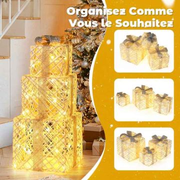 Set of 3 illuminated Christmas boxes