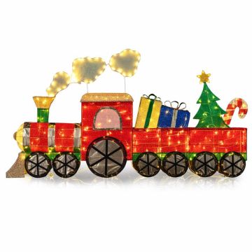 Lighting Christmas Decoration, Train with 2 Gift Boxes, Multicolored, 215 × 23 × 120 cm