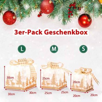Set of 3 Christmas gift boxes with 100 LED lights