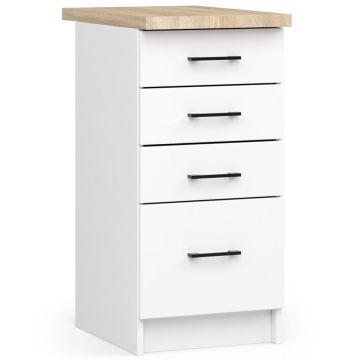 Virtuves skapis NORE Oliwia S40 ar 4 atvilktnēm, balts