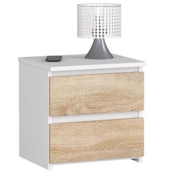 Naktsskapītis NORE CL2 40 cm, balts/ozola krāsā