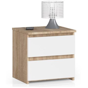 Naktsskapītis NORE CL2 40 cm, balts/ozola krāsā