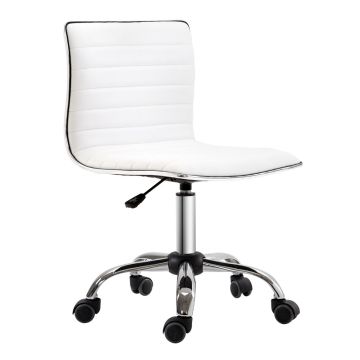 Biroja krēsls Homcom 48x52x90cm, balta/sudraba krāsa