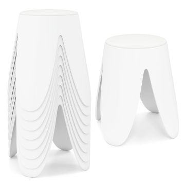 Stool set, 8 pcs, White, 45 × 45 × 46 cm