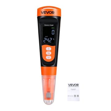 TDS ūdens mērītājs VEVOR A6, TDS un EC, 40 × 40 × 183,5 mm