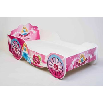 Bērnu gulta Kareta ar matraci 153 cm x 74 cm x 44 cm, princese