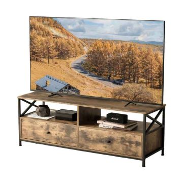 Тумба для телевизора Relaxdays, 2 ящика, 2 открытых отделения, 120 × 50 × 40 см
