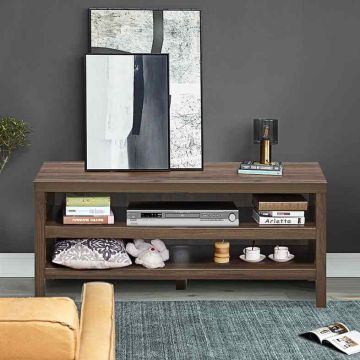 TV stand, with 2 open shelves, Brown, 106.5 × 46 × 44.5 cm