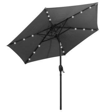 Patio umbrella, 18 LED, Gray, 230 × 225 cm