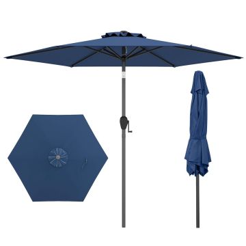 Terrace umbrella 230×230 cm, blue, with crank mechanism, tilts up to 35°