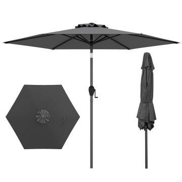 Patio umbrella 230 cm, adjustable angle 35°, gray, 6 ribs
