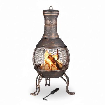 Terases kamīns Relaxdays Chimenea 10026554.0, Vara/melns, 44 × 89 × 44 cm