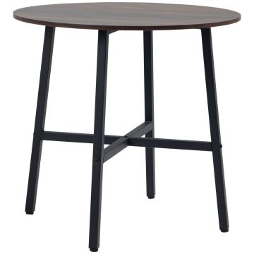 Ēdamistabas galds Homcom 80x76cm, tumši brūna/melna krāsa