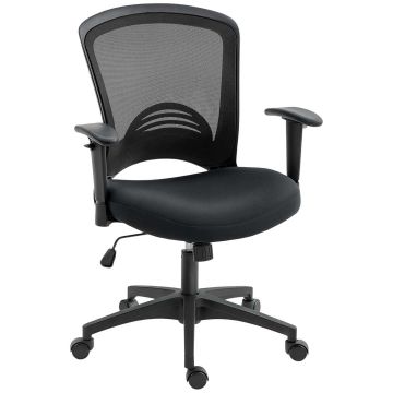 Biroja krēsls ar tīkla atzveltni Aosom, regulējami roku balsti, 65 × 92,5–102,5 × 59 cm