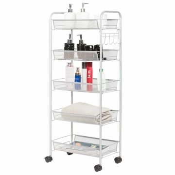 Mesh trolley, 5 shelves, 43.2 × 104.1 × 25.4 cm