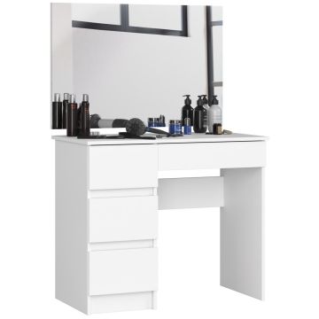 Kosmētikas galdiņš NORE T-6/SL ar spoguli, 900x600 mm, balts