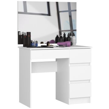 Kosmētikas galdiņš NORE T-6/SL ar spoguli, 900x600 mm, balts