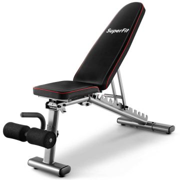 Weightlifting bench, 10 backrests, 3 seat and 5 foot positions, 149.86 × 50.8 × 53.34–132.08 cm