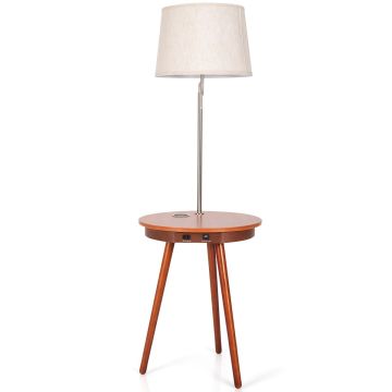 Trīsstūrveida grīdas lampa ar galdiņu, Bezvadu lādētājs un USB ports