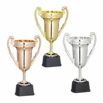 Trofeju komplekts Relaxdays, 3 gab, zelta/sudraba/vara krāsā, 22,5 × 13,5 × 8,5 cm