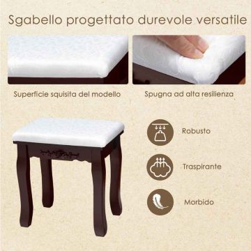 Dressing table with LED lighting, 3 drawers, with stool